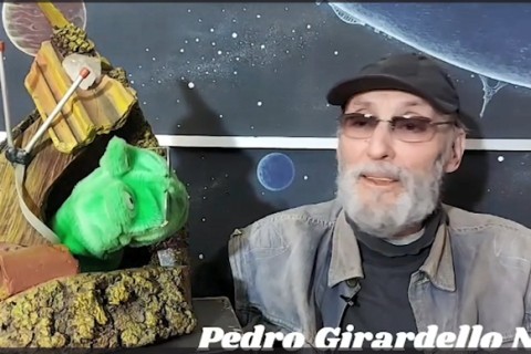 Artista Plástico Pedro Girardello Neto entrevista seu próprio mascote, o "Sapo Xodó"