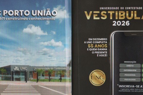 UnC PU subsídio 55% mensalidades 1o semestre cursos, faça inscrição vestibular/2026 vão até 15 de setembro de 2025